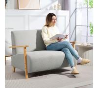 HOMCOM 2 Seater Sofa, Fabric Modern Loveseat for Living Room, Grey in Light Grey HOMCOM Light Grey 2 Seater