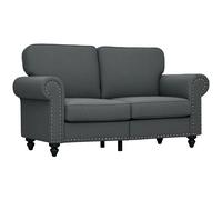 HOMCOM 2 Seater Sofa, Fabric Sofa Couch with Nailhead Trim Rolled Arm and Slatted Wood Frame, Upholstered Loveseat Settee for Living Room, Bedroom, Home Office Charcoal Grey