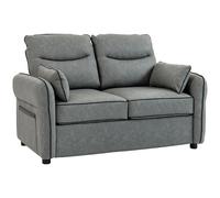 HOMCOM 2 Seater Sofa, Faux Leather Loveseat - Grey