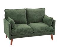 HOMCOM 2 Seater Sofa, Loveseat Sofa with Spring Cushions, Wide and Deep Seat, Wood Legs, Green