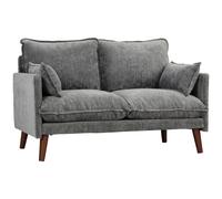 HOMCOM 2 Seater Sofa, Loveseat Sofa with Spring Cushions, Wide and Deep Seat, Wood Legs, Grey