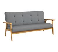 HOMCOM 2 Seater Sofa Modern Linen Fabric Upholstery Tufted Couch with Rubberwood Legs for Living Room and Kitchen Dark Grey