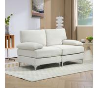 HOMCOM 2 Seater Sofa Modern Loveseat with Metal Legs Spring Cushion Cream White