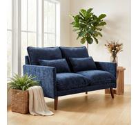 Homcom 2 Seater Sofa, Modern Loveseat With Spring Cushions, Wide Seat, Blue