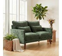 Homcom 2 Seater Sofa, Modern Loveseat With Spring Cushions, Wide Seat, Green