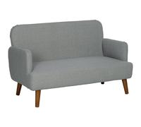 HOMCOM 2 Seater Sofa, Small Sofa Couch with 21cm Thick Padding and Wood Legs, Modern Velvet Feel Fabric Loveseat for Living Room, Bedroom, Home Office Grey