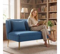 Homcom 2 Seater Sofa, Small Sofa With Wing Back, Thick Seat, Dark Blue