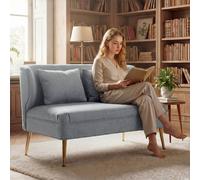 HOMCOM 2 Seater Sofa, Small Sofa with Wing Back, Thick Seat - Light grey - 2 seater - Sofa