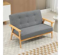 Homcom 2-Seater Sofa Upholstery Couch With Rubber Wood Legs Dark Grey