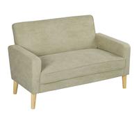 HOMCOM 2 Seater Sofa, Velvet-Feel Upholstered Loveseat for Small Space, Beige, White
