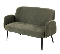HOMCOM 132cm 2 Seater Sofa, Velvet Comfy Small Sofa Couch with Wide Seat, Thick Padding, Tapered Metal Legs, Green