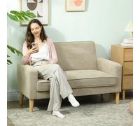 Homcom 2 Seater Sofa, Velvet Upholstered Loveseat For Small Space In Beige Beige 2 Seater