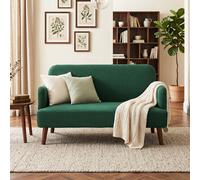 HOMCOM 2 Seater Sofa with 21cm Thick Padding and Wood Legs, Dark Green