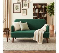 HOMCOM 2 Seater Sofa with 21cm Thick Padding and Wood Legs, Dark Green