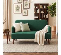 HOMCOM 2 Seater Sofa with 21cm Thick Padding and Wood Legs, Dark Green