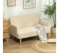 HOMCOM 2 Seater Sofa Couch with 21cm Thick Padding & Wood Legs in Cream | Size: 2 Person HOMCOM Cream 2 Person