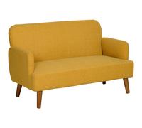 Homcom 2 Seater Sofa With 21Cm Thick Padding And Wood Legs, Yellow