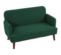 HOMCOM 2 Seater Sofa with 21cm Thick Padding & Wood Legs, Dark Green | Size: 2 Person HOMCOM Dark Green 2 Person