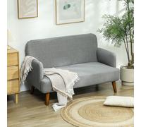 HOMCOM 2 Seater Sofa with 21cm Thick Padding and Wood Legs, Grey