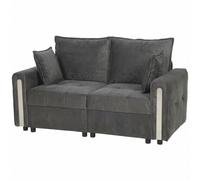HOMCOM 2 Seater Sofa with Lift-Up Storage, 168 cm Comfy Velvet Small Couch with Wide Deep Seat, Plush Backrest, Thick Padding, 2 Pillows, Loveseat for Living Room, Home Office, Dark Grey