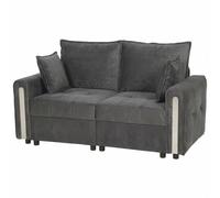 HOMCOM 2 Seater Sofa with Lift-Up Storage, 168 cm Comfy Velvet Small Couch with Wide Deep Seat, Plush Backrest, Thick Padding, 2 Pillows, Loveseat for Living Room, Home Office, Dark Grey