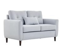 HOMCOM 2 Seater Sofa with Spring Cushion, Fabric Sofa with Wooden Legs, Modern Love Seat for Living Room, 140cm Width Tufted Couch for Bedroom Grey