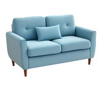 HOMCOM Traditional Double Sofa with Spring Padded Cushion & Armrest for Home Office in Blue HOMCOM Blue