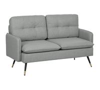 HOMCOM 2 Seater Sofas for Living Room, Fabric Couch, Button Tufted Love Seat with Cushions, Cat Scratch Resistant, Grey Aosom UK