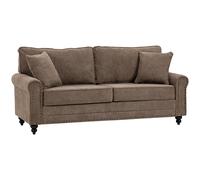 HOMCOM 2 Seater Sofas for Living Room, Fabric Sofa with Nailhead Trim, Loveseat with Cushions and Throw Pillows, Brown