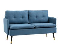HOMCOM 2 Seater Sofas with Button Tufted Cushions Fabric Loveseat Dark Blue | TJ Hughes