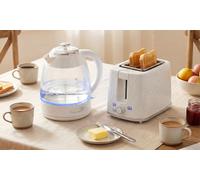 HOMCOM 2-Slice Toaster and 1.7L Fast Boil Kettle Set: Grey