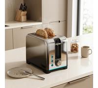 HOMCOM 2 Slice Toaster with 7 Browning Levels, Auto Shut-Off, 930W, Black | Reheat, Defrost and Cancel Functions, Self-Centring Slots, Removable Crumb Tray