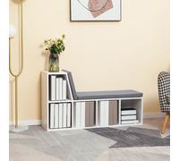 HOMCOM 2 Tier Bookcase With Removable Cushions Storage Cabinet For Living Room, White