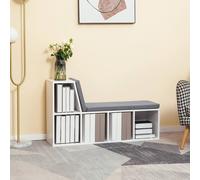 HOMCOM 2 Tier Bookcase w/ Removable Cushions Storage Cabinet for Living Room