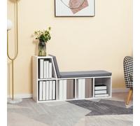 HOMCOM 2 Tier Bookcase w/ Removable Cushions Storage Cabinet for Living Room