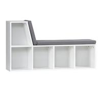 HOMCOM 2 Tier Bookcase With Removable Cushions Storage Cabinet For Living Room, White