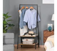 Homcom 2-Tier Garment Rack Storage Shelves Metal Coat Shoes Clothes Stand