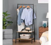 HOMCOM Garment Rack: Freestanding Metal Rail with 2-Tier Shelves, Bedroom & Entryway Storage, Black
