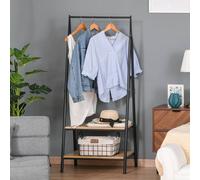 Homcom 2-Tier Garment Rack Storage Shelves Metal Coat Shoes Clothes Stand Open Wardrobe In Natural Natural One Size