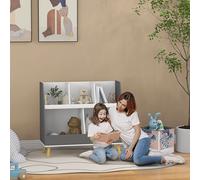 HOMCOM 2 Tier Kids Book Shelf with 5 Compartments, Anti-Tip Device for Nursery, Grey HOMCOM Grey