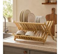 HOMCOM 2-Tier Kitchen Storage Unit with Slatted Draining Shelves, Natural