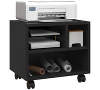 HOMCOM 2-Tier Printer Stand with Storage Under Desk Printer Cart Black | On Wheels, 3 Compartments, Desktop Table, for Home Office
