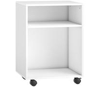 HOMCOM 2-Tier Printer Stand with Storage, Under Desk Printer Cart on Wheels, White