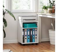 HOMCOM 2-Tier Printer Stand with Storage & Wheels, White HOMCOM White