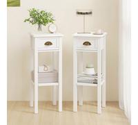 Homcom 2-Tier Side Tables Set Of 2 With Drawer Shelf For Living Room, White