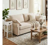 HOMCOM 2-Tier Side Tables Set of 2 with Drawer Shelf for Living Room, White - 30 x 30 cm - MDF - 30 x 30 x 75 cm