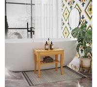 HOMCOM Shower Bench with Lower Shelf