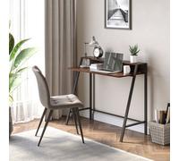 Homcom 2-Tier Storage Computer Workstation Metal Frame Rustic Brown 84Cm