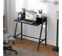 Homcom 2-Tier Storage Computer Workstation With Shelf, Metal Frame Black
