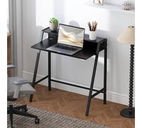 Homcom 2-Tier Storage Computer Workstation With Shelf, Metal Frame Black